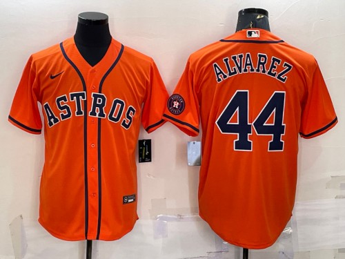 Youth Houston Astros #44 Yordan Alvarez Orange With Patch Cool Base Stitched Jersey